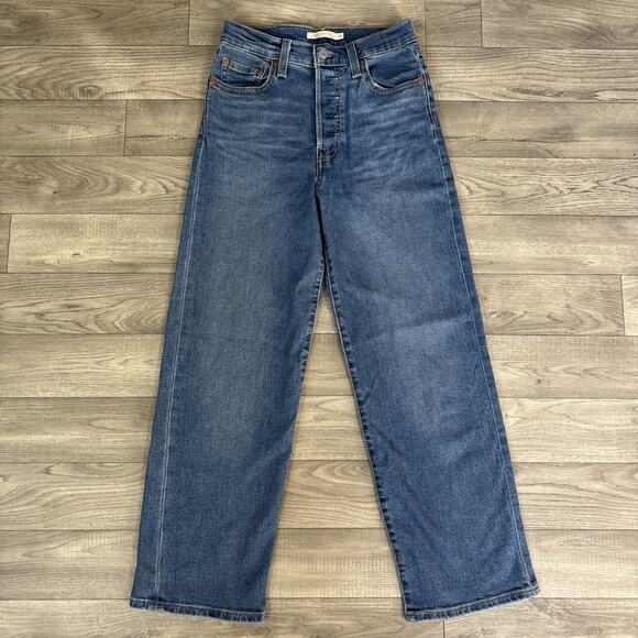 Levi's High Rise Ribcage Straight Ankle Denim Jeans Medium Wash sz 25 - Picture 2 of 9